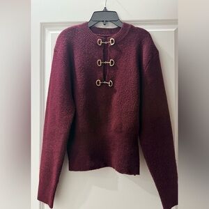 Commense Wine Crewneck Sweater with Gold Hardware